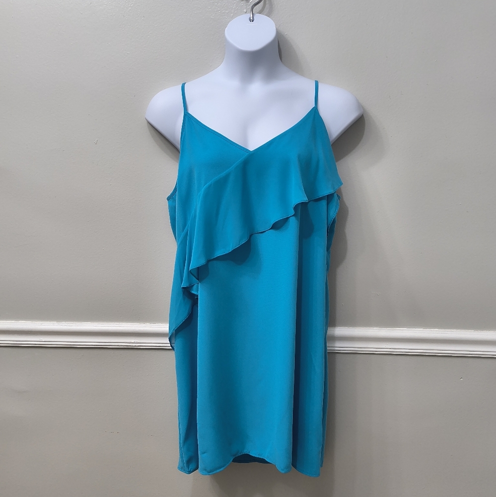 Attention Kmart Ruffle Sleeveless Mini Dress Sz XXL Blue/Teal Hippie Minimalist